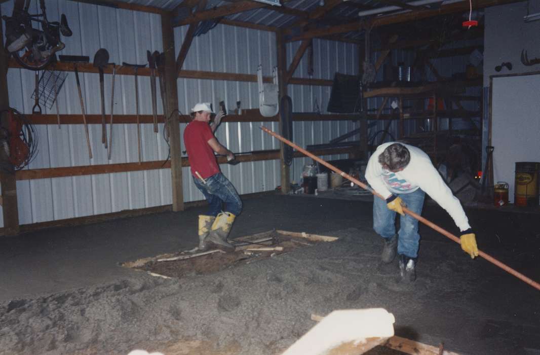 Haight, Jeannie, concrete, history of Iowa, Iowa History, shed, shovel, boots, Solon, IA, Iowa, grading, Labor and Occupations