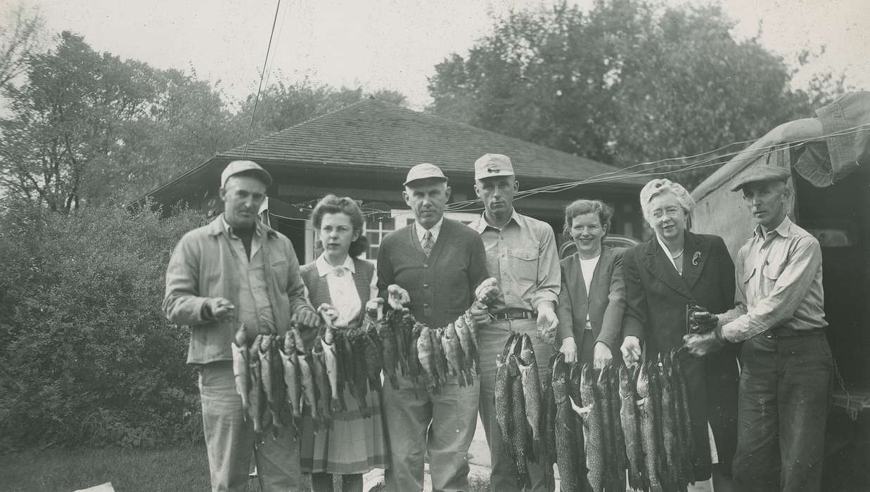 Portraits - Group, Travel, history of Iowa, Iowa History, Inguadona, MN, fish, tarp, Iowa, Outdoor Recreation, McMurray, Doug, hat