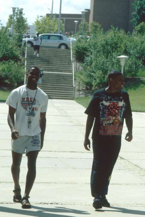 african american, People of Color, Cedar Falls, IA, history of Iowa, Iowa History, uni, sidewalk, t-shirt, UNI Special Collections & University Archives, Iowa, Schools and Education, stairs, university of northern iowa