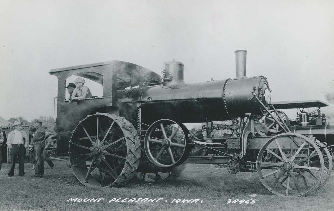 tractor, Fairs and Festivals, steam tractor, Farming Equipment, Iowa History, Iowa, postcard, history of Iowa, Shaulis, Gary