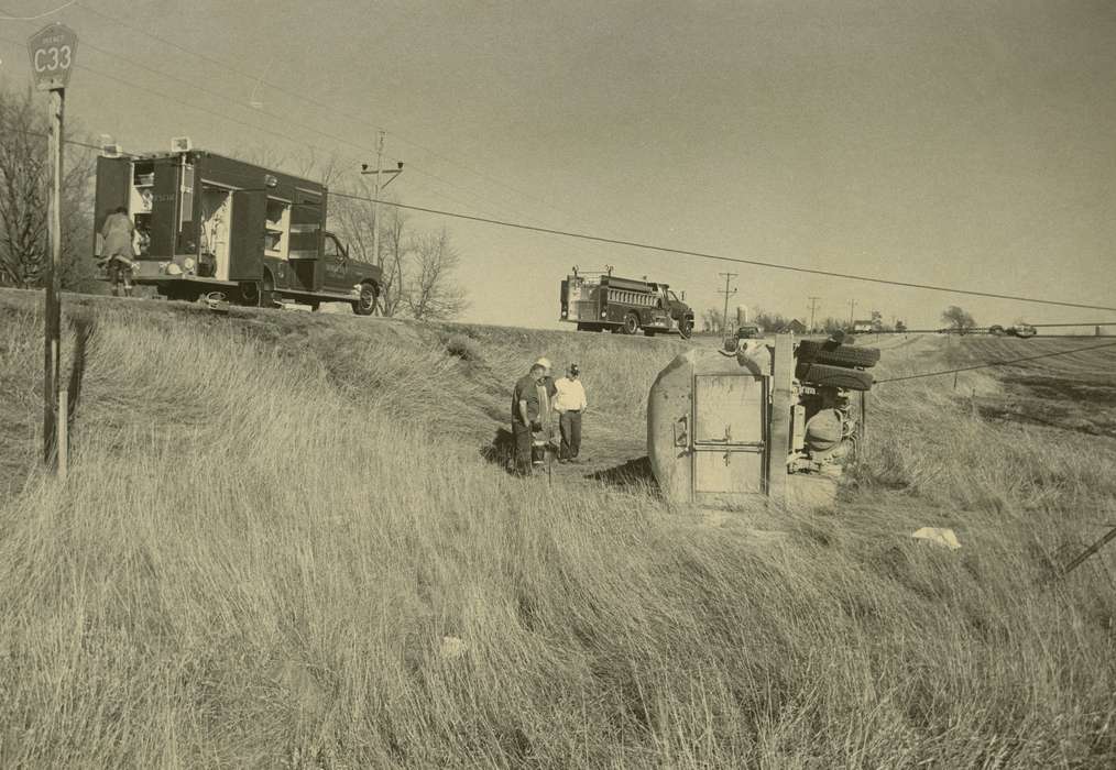 history of Iowa, fire truck, fireman, ambulance, Waverly, IA, Waverly Public Library, Iowa, wreck, Wrecks, Iowa History, Labor and Occupations, accident