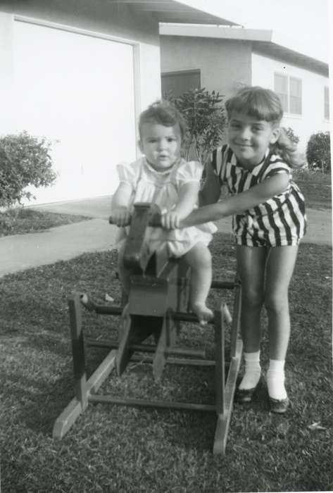 Owens, Rebecca, Iowa History, Children, Iowa, history of Iowa, Portraits - Group, IA, rocking horse