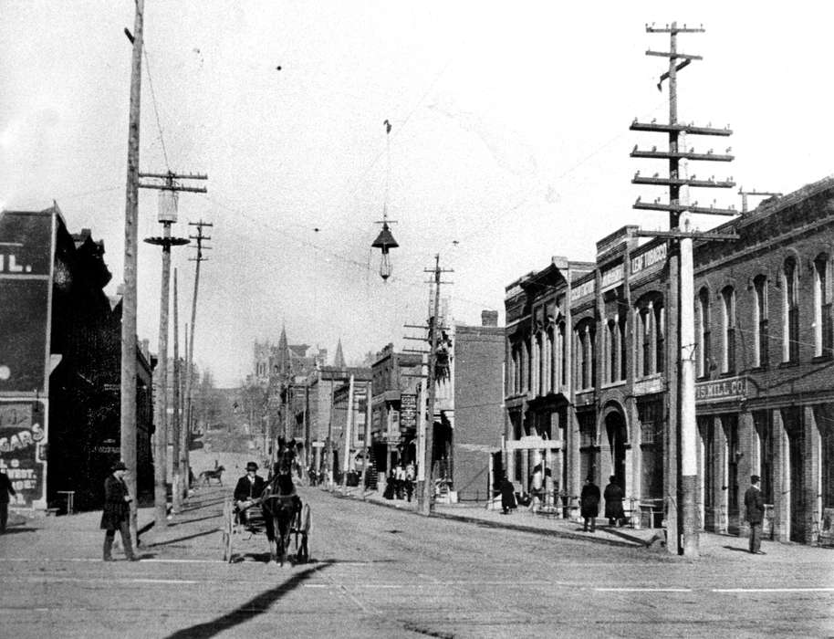 Iowa, Animals, storefront, horse, horse and buggy, Main Streets & Town Squares, Lemberger, LeAnn, Cities and Towns, Ottumwa, IA, history of Iowa, dirt road, Iowa History