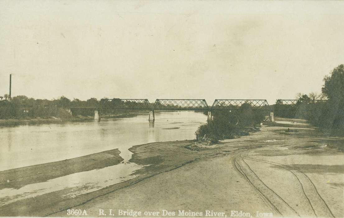 bridge, Iowa History, history of Iowa, Lakes, Rivers, and Streams, Eldon, IA, train bridge, river, Iowa, Lemberger, LeAnn