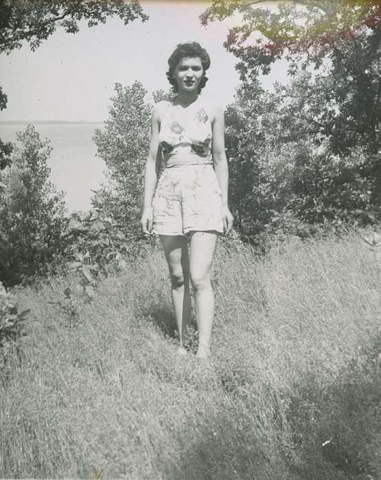 Travel, Campopiano Von Klimo, Melinda, history of Iowa, Iowa History, Lakes, Rivers, and Streams, halter top, grass, Iowa, bathing suit, Leisure, Okoboji, IA, Portraits - Individual