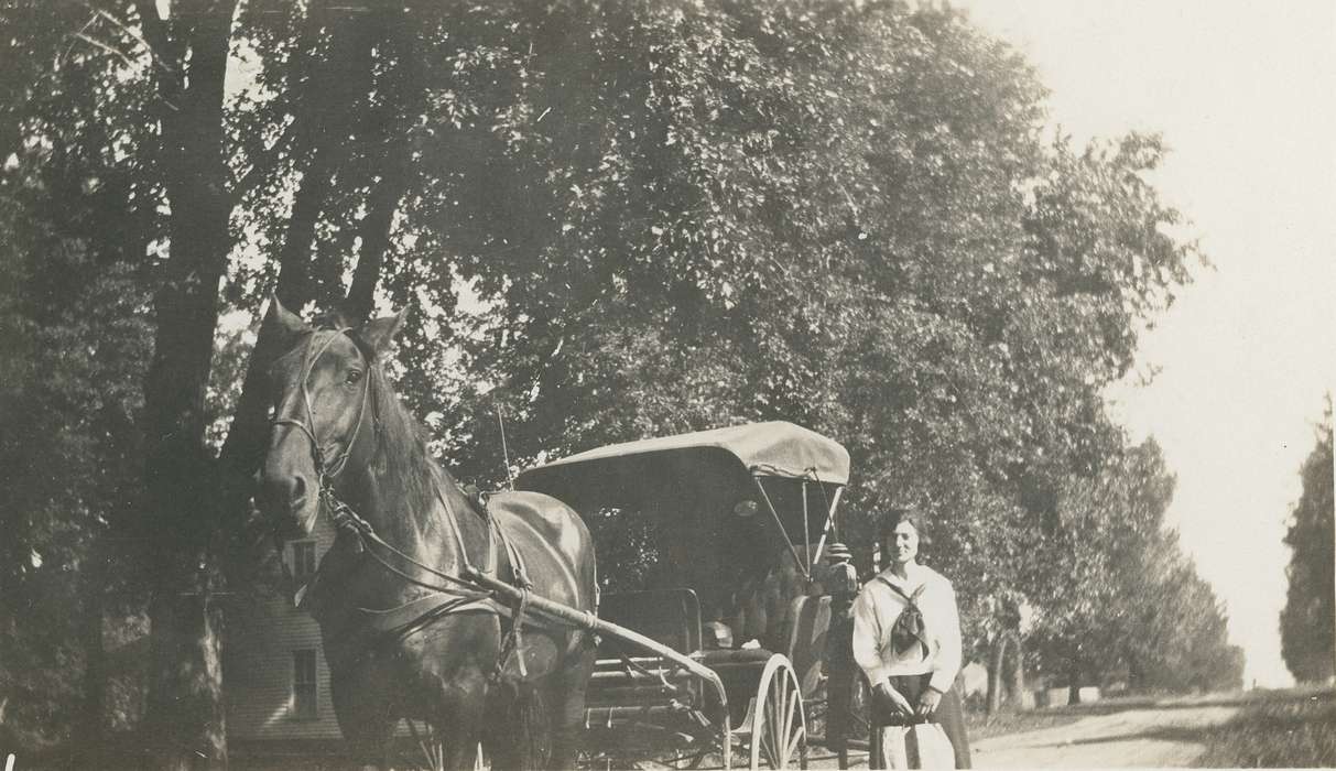 rural school, history of Iowa, Iowa History, IA, University of Northern Iowa Museum, horse and buggy, Animals, necktie, Iowa, tree, horse, horse collar, Portraits - Individual