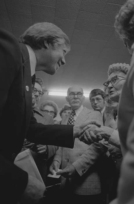 handshake, elderly, campaign, Ottumwa, IA, Iowa History, history of Iowa, glass, Civic Engagement, tie, Iowa, Lemberger, LeAnn, jimmy carter