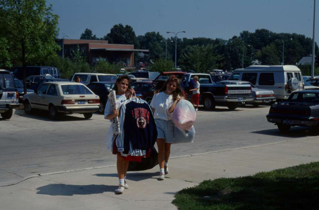Cedar Falls, IA, history of Iowa, luggage, Iowa History, uni, Motorized Vehicles, truck, parking lot, van, UNI Special Collections & University Archives, Iowa, Schools and Education, university of northern iowa