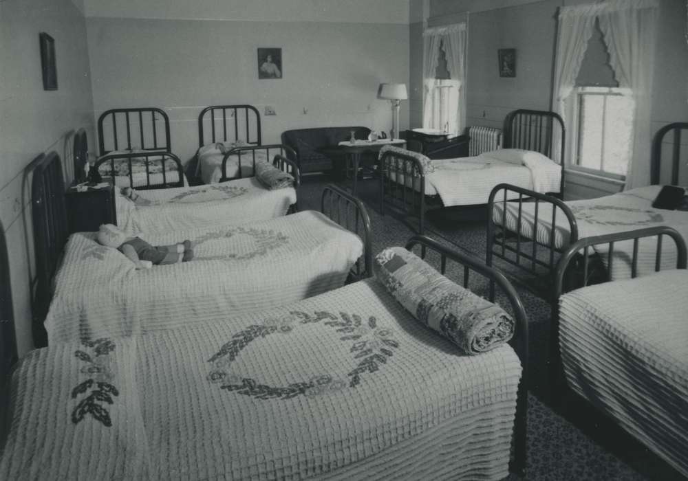 history of Iowa, Iowa History, bed, Waverly, IA, orphanage, Iowa, orphan, Schools and Education, Waverly Public Library