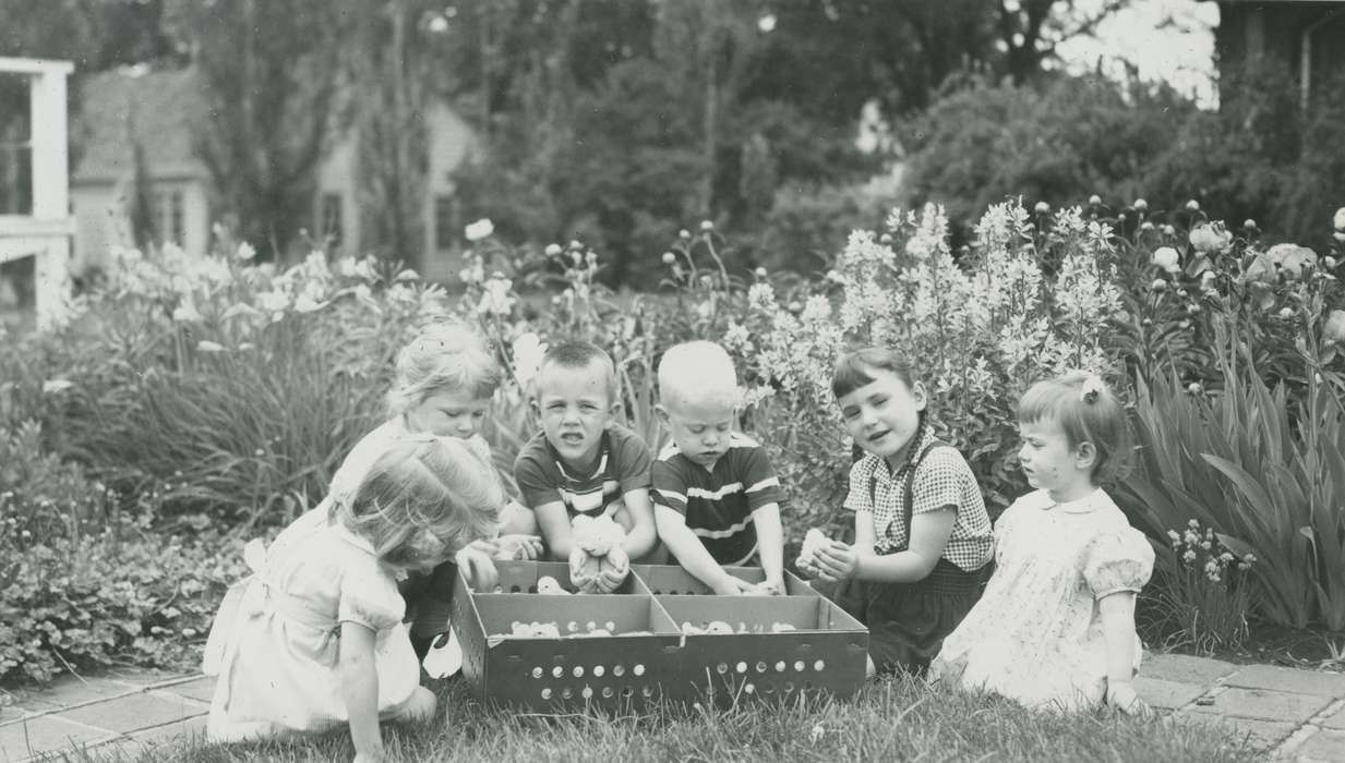 Portraits - Group, Animals, Iowa History, Iowa, hatchery, McMurray, Doug, chick, Webster City, IA, Children, history of Iowa