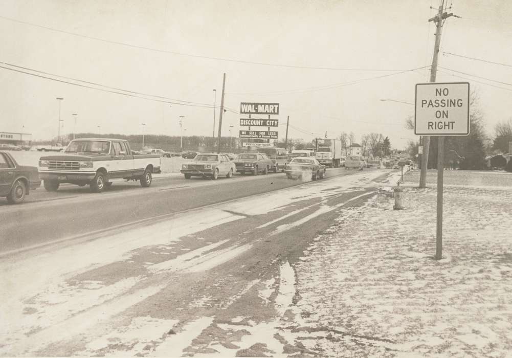 history of Iowa, Iowa History, Winter, Motorized Vehicles, car, Waverly, IA, Iowa, walmart, sign, Waverly Public Library