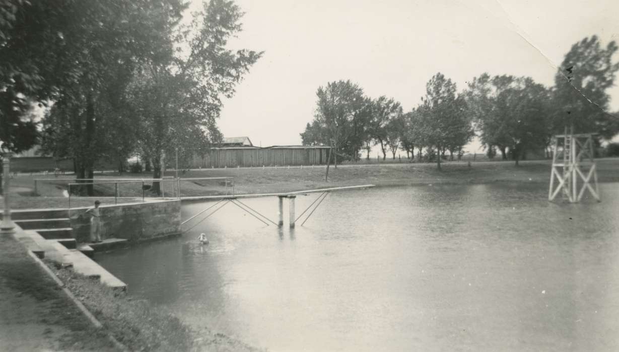 swimming, Iowa History, Lakes, Rivers, and Streams, Iowa, Owens, Tricia, diving board, history of Iowa, Outdoor Recreation, swimmer, correct date needed, Leisure, Fonda, IA