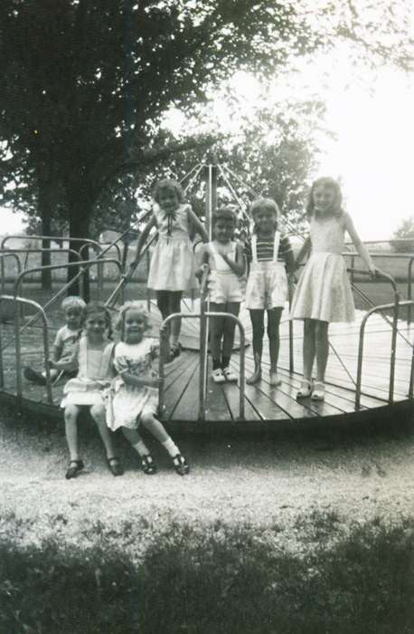 playground, history of Iowa, Iowa History, Vauthier, Elizabeth, merry-go-round, Grundy County, IA, Iowa, Children, Leisure