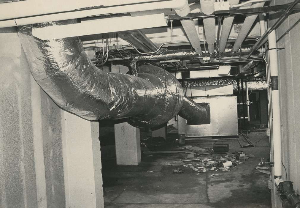 history of Iowa, Iowa History, air duct, trash, hvac system, basement, pipes, Iowa, Waverly Public Library