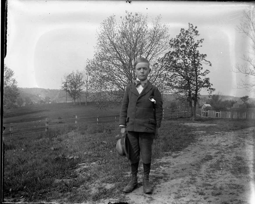 boy, trousers, IA, Iowa, hat, Children, Portraits - Individual, Farms, Anamosa Library & Learning Center, history of Iowa, Iowa History