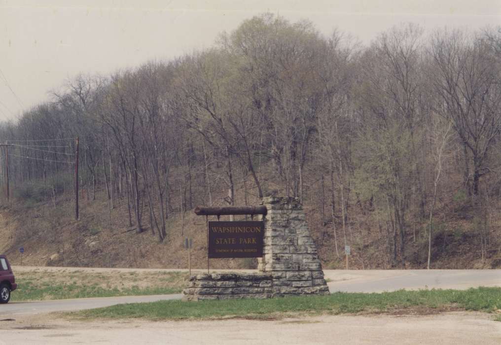 forest, Hatcher, Cecilia, history of Iowa, Iowa History, state park, trees, Iowa, woods, Landscapes, Anamosa, IA, sign, park