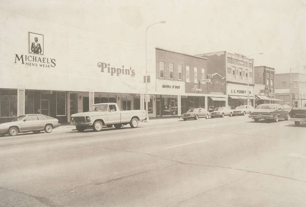 history of Iowa, clothing store, Businesses and Factories, Waverly, IA, Waverly Public Library, Main Streets & Town Squares, Iowa, Motorized Vehicles, Iowa History, Cities and Towns, jewelry store