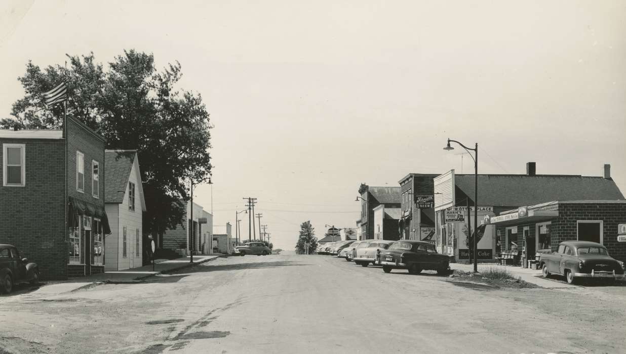 Main Streets & Town Squares, Meservey, IA, history of Iowa, Iowa History, Cook, Mavis, Motorized Vehicles, car, Iowa, Cities and Towns