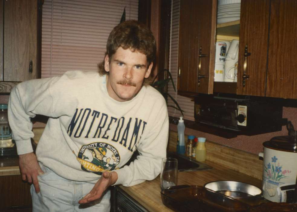 history of Iowa, kitchen, IA, Iowa History, mullet, appliance, crock pot, Potter, Joe, sweater, Iowa, moustache, Homes, Portraits - Individual