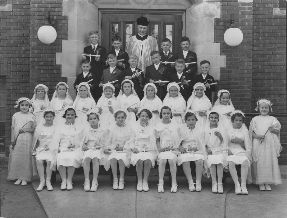 Portraits - Group, first communion, church, Iowa, Religion, Children, Coonradt, Dee, Religious Structures, Protivin, IA, history of Iowa, Iowa History