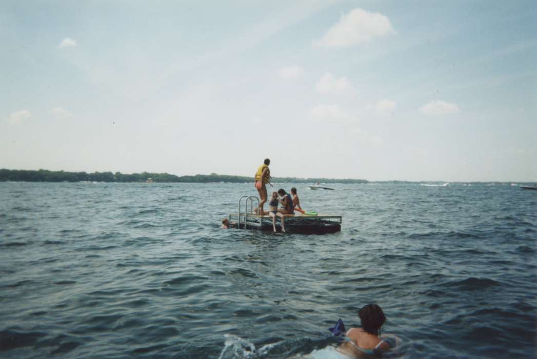 Outdoor Recreation, swim, Iowa, Okoboji, IA, Potter, Lissa, swimming, Lakes, Rivers, and Streams, lake, raft, history of Iowa, life jacket, Iowa History