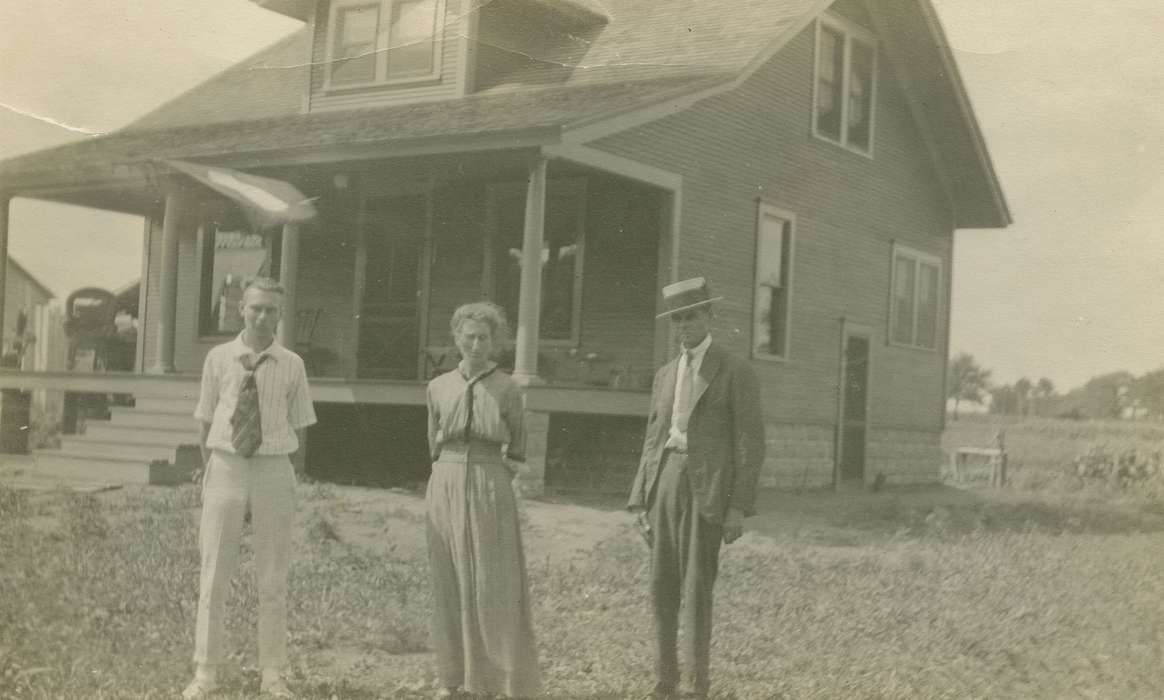 Portraits - Group, IA, Iowa, hat, LeQuatte, Sue, Homes, history of Iowa, house, necktie, boaters hat, Iowa History