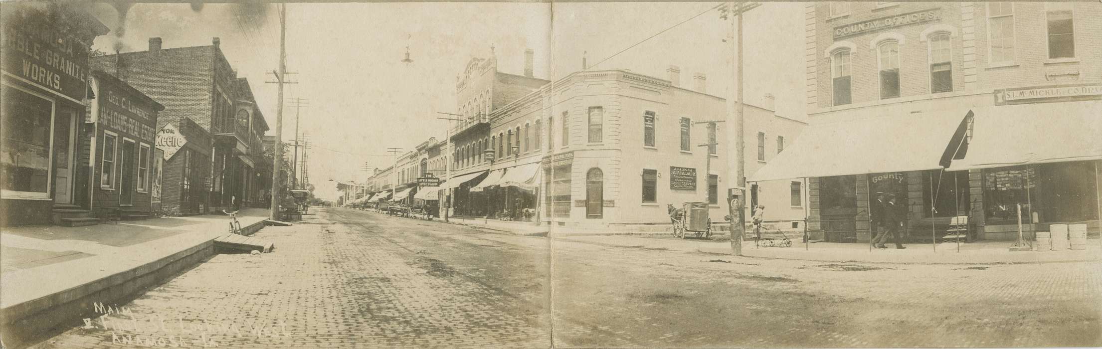 street, Anamosa, IA, history of Iowa, shop, dirt street, storefront, Hatcher, Cecilia, Main Streets & Town Squares, Animals, horse and buggy, Cities and Towns, Iowa, store, horse, Iowa History