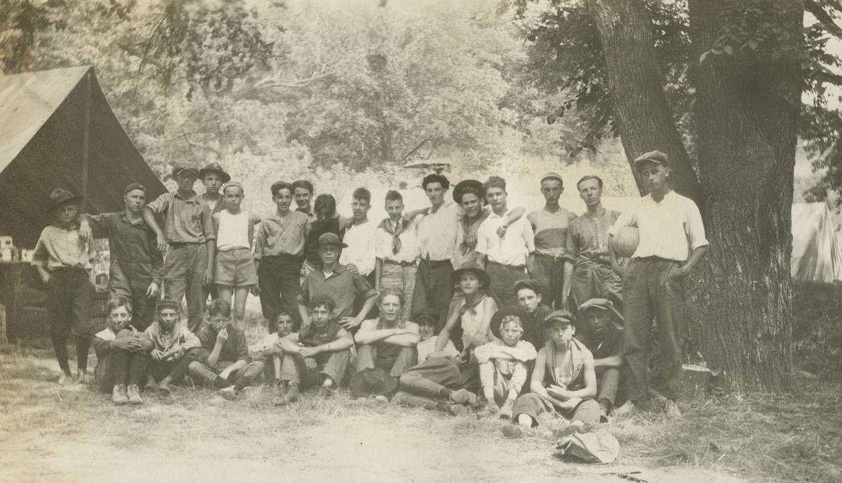 Portraits - Group, Stratford, IA, Iowa History, tent, Iowa, McMurray, Doug, history of Iowa, Children, boy scouts