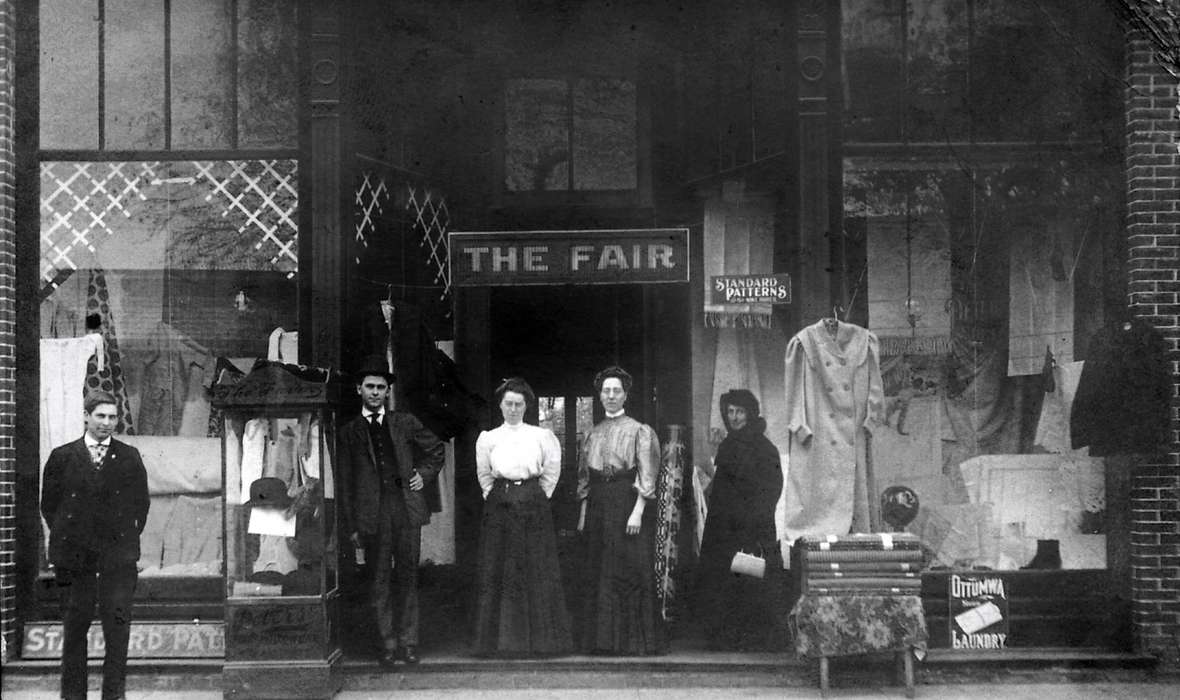 Portraits - Group, Main Streets & Town Squares, history of Iowa, Iowa History, Ottumwa, IA, Lemberger, LeAnn, Businesses and Factories, clothing store, Iowa, Cities and Towns, fabric