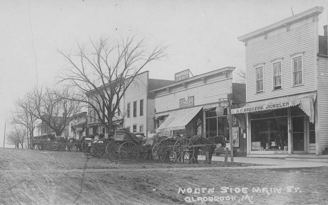 Iowa, Reinhard, Lisa, Iowa History, horse and buggy, carriage, jeweler, horses, Cities and Towns, history of Iowa, Main Streets & Town Squares, Gladbrook, IA