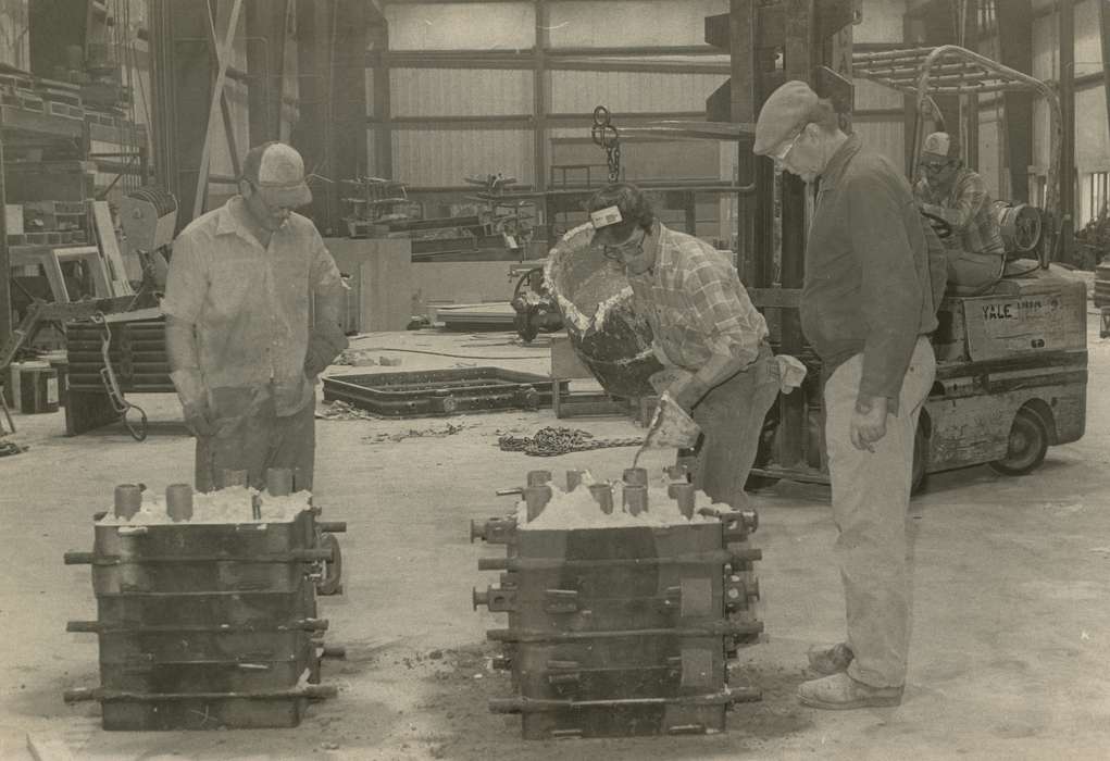 cast, men, Waverly Public Library, history of Iowa, Iowa History, Motorized Vehicles, Businesses and Factories, chain, Iowa, Shell Rock, IA, correct date needed, mold, hat, Labor and Occupations