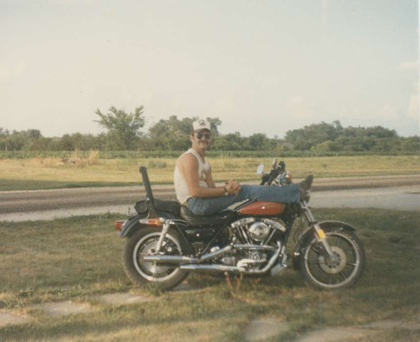 Portraits - Individual, Murray, IA, Iowa History, motorcycle, Motorized Vehicles, Iowa, man, Boylan, Margie, history of Iowa