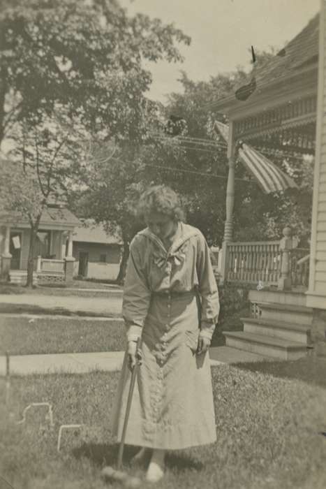 american flag, croquet, Iowa History, Leisure, Iowa, history of Iowa, Cook, Mavis, flag, Charles City, IA