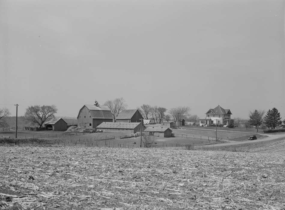history of Iowa, Iowa History, Library of Congress, Motorized Vehicles, farm house, Barns, farmland, Iowa, Landscapes, Homes, cornfield, Farms