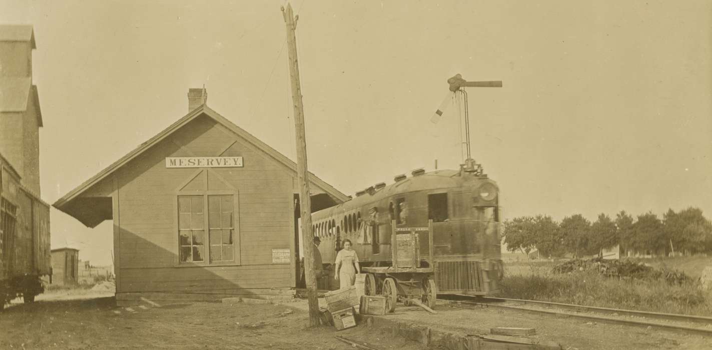 train, Iowa, depot, Cook, Mavis, Meservey, IA, Train Stations, railroad, history of Iowa, station, Iowa History