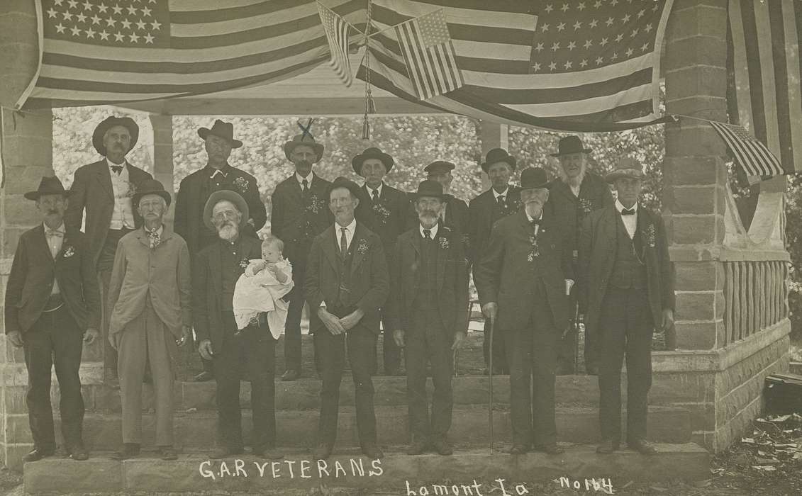 Civic Engagement, flag, baby, history of Iowa, Children, Iowa, Lamont, IA, Military and Veterans, veteran, Iowa History, LeQuatte, Sue, Holidays