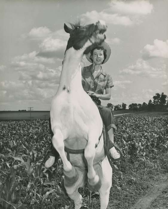 history of Iowa, Iowa History, Fink-Bowman, Janna, Animals, bucking, West Union, IA, Iowa, cloud, horse, cornfield, Portraits - Individual