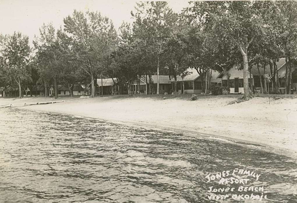 porch, Travel, Iowa, Okoboji, IA, sand, history of Iowa, Campopiano Von Klimo, Melinda, Lakes, Rivers, and Streams, lake, tree, beach, resort, Iowa History