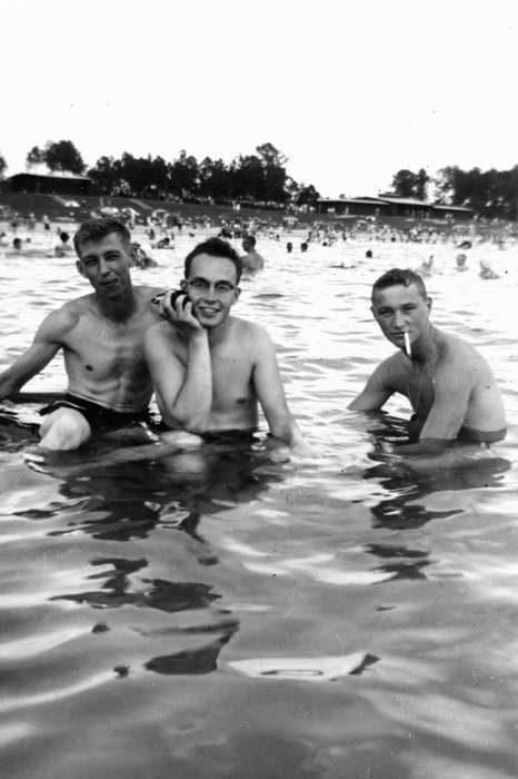 Outdoor Recreation, Portraits - Group, swim, Iowa, cigarette, Leisure, swimming, Karns, Mike, smoking, history of Iowa, Ely, IA, Iowa History