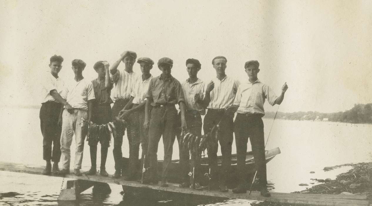 Portraits - Group, bass, Iowa History, Iowa, Clear Lake, IA, catfish, McMurray, Doug, history of Iowa, Outdoor Recreation, fishing, boy scouts