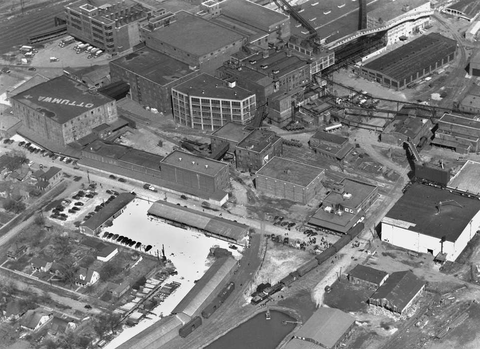 history of Iowa, meat packing plant, Ottumwa, IA, Iowa History, meat, Businesses and Factories, railroad, Aerial Shots, Iowa, Lemberger, LeAnn, sign