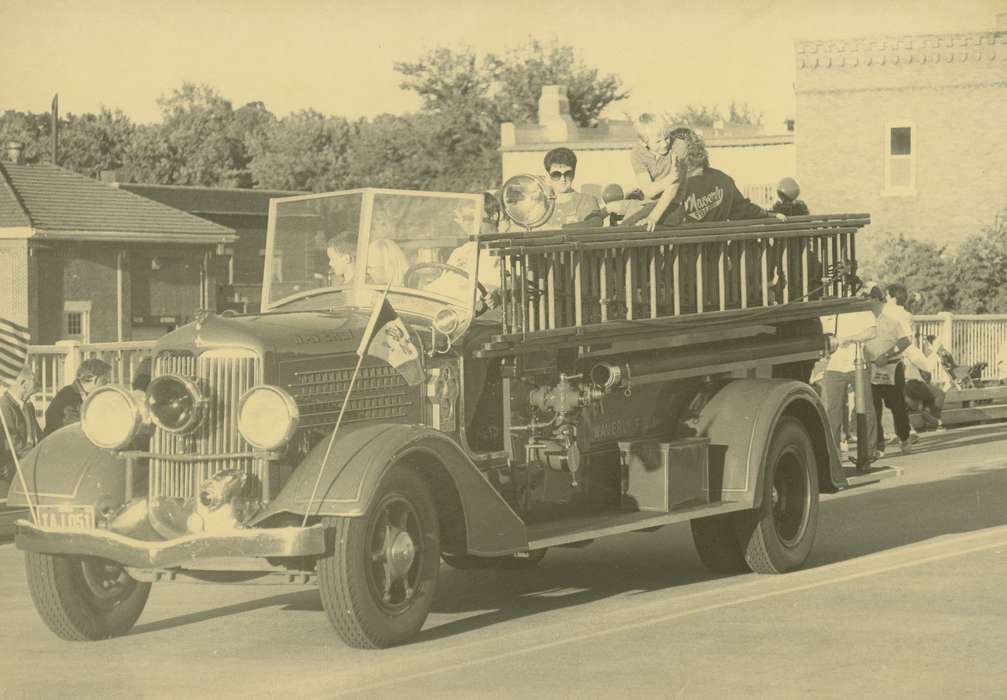 flag, history of Iowa, Iowa History, parade, Motorized Vehicles, Civic Engagement, Waverly, IA, Holidays, Fairs and Festivals, fire truck, Iowa, Outdoor Recreation, Waverly Public Library
