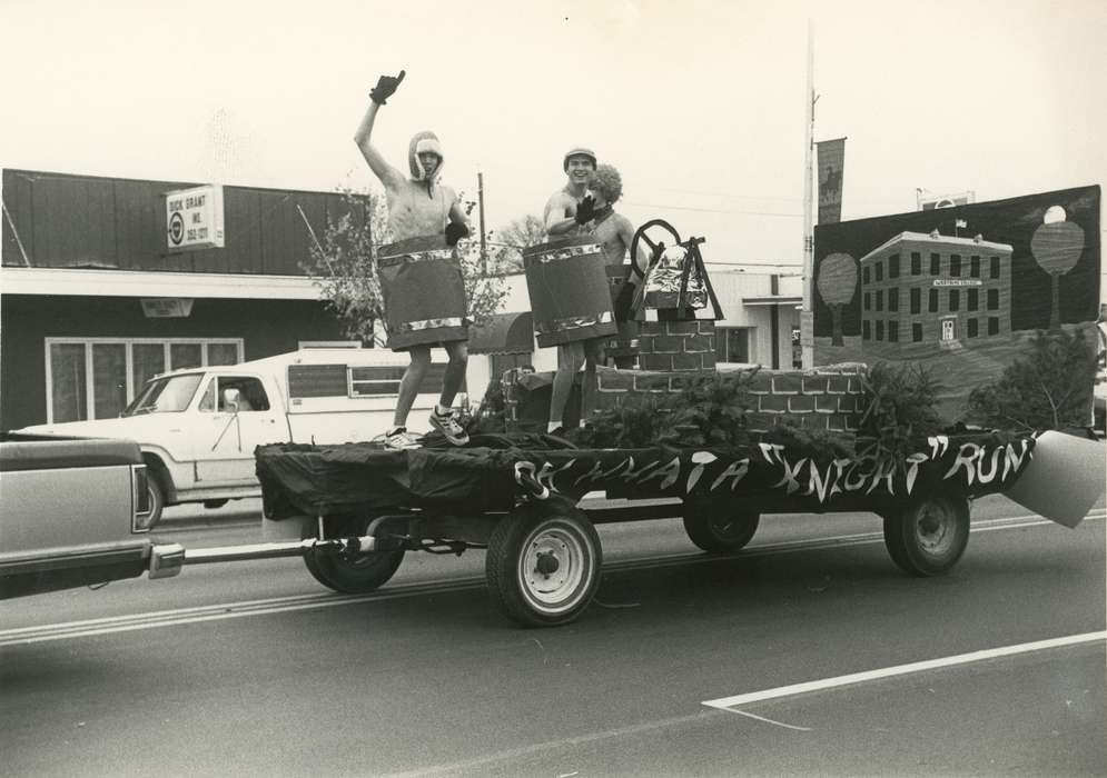 Portraits - Group, history of Iowa, Iowa History, Entertainment, trucks, truck, Motorized Vehicles, Waverly, IA, parade float, Iowa, Cities and Towns, Waverly Public Library