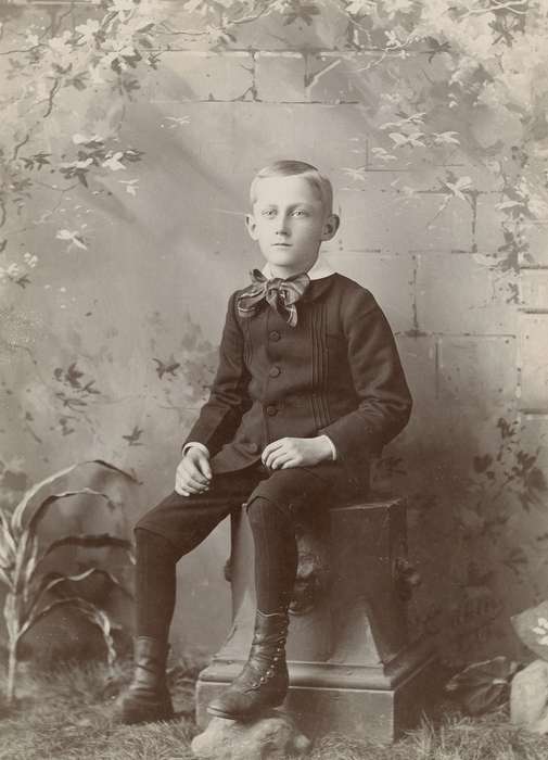history of Iowa, Portraits - Individual, IA, Iowa History, bow, Fink-Bowman, Janna, boots, Iowa, Children, stool, jacket