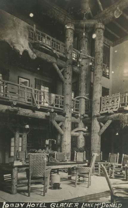 Travel, cabin, West Glacier, MT, history of Iowa, Iowa History, glacier national park, lobby, Iowa, McMurray, Doug, lodge