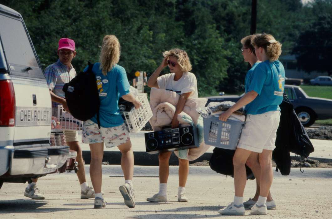 UNI Special Collections & University Archives, stereo, history of Iowa, Motorized Vehicles, Iowa, uni, Cedar Falls, IA, university of northern iowa, van, Labor and Occupations, Iowa History, laundry basket, Schools and Education