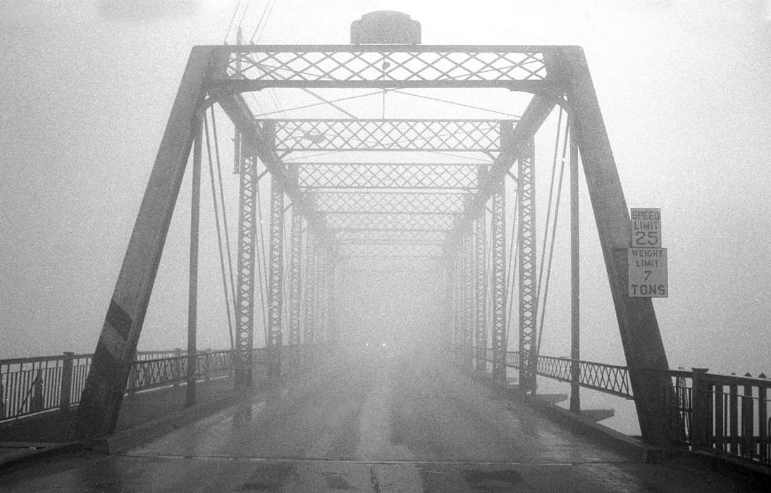 bridge, Iowa History, Iowa, Motorized Vehicles, Lemberger, LeAnn, Ottumwa, IA, mist, history of Iowa