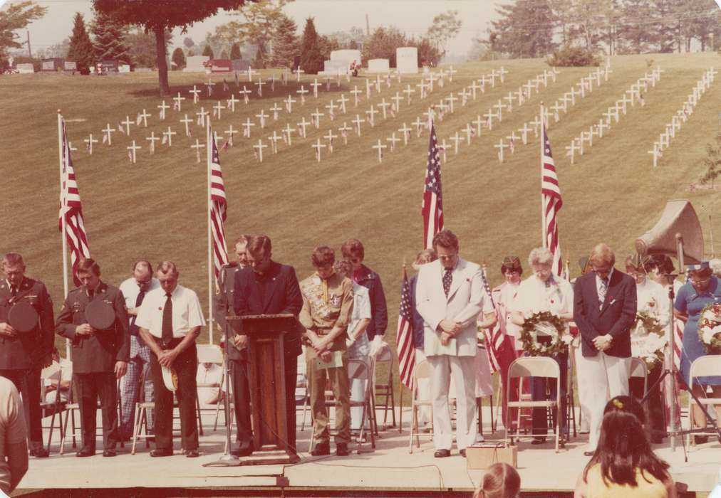 Military and Veterans, harlington, Cemeteries and Funerals, uniform, Iowa History, Entertainment, headstone, history of Iowa, Waverly, IA, chair, glasses, cross, Iowa, memorial, correct date needed, Children, Waverly Public Library, wreath
