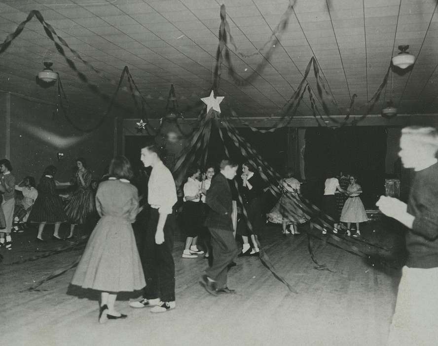 Leisure, Waverly Public Library, history of Iowa, adolescent, streamers, Entertainment, Iowa History, Waverly, IA, dance, Iowa, dance floor