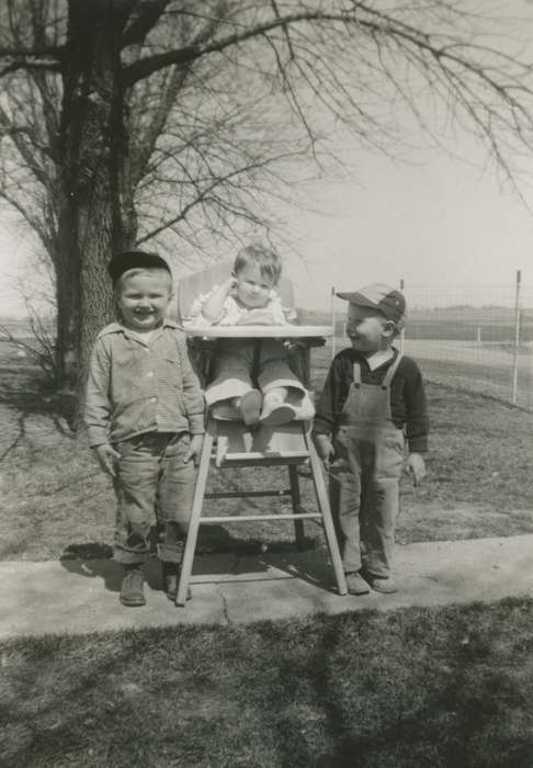 Portraits - Group, history of Iowa, Iowa History, Schon, Mary, overalls, Glidden, IA, Iowa, Children, high chair